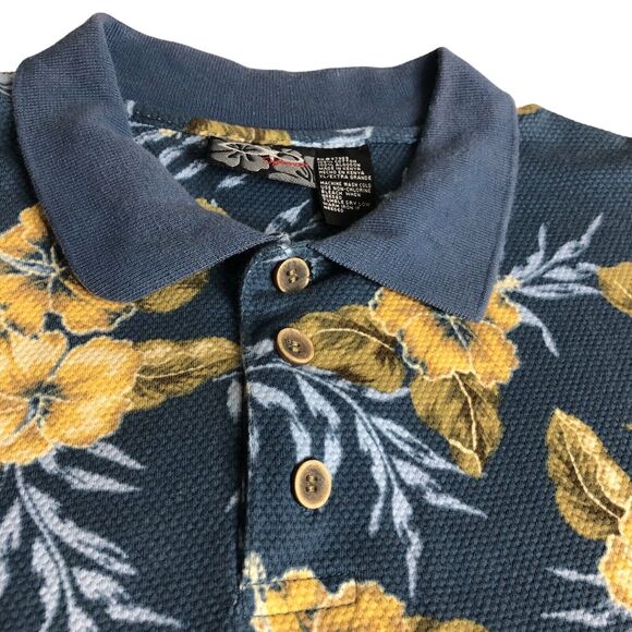Vintage OP Sport Hawaiian Polo Shirt Mens XL Floral Retro Beach Aloha 90s Waffle - Picture 4 of 14